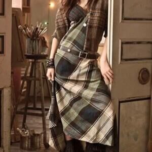 Vintage Ralph Lauren Denim & Supply Plaid Patchwork Cotton Maxi Dress 6 Rare